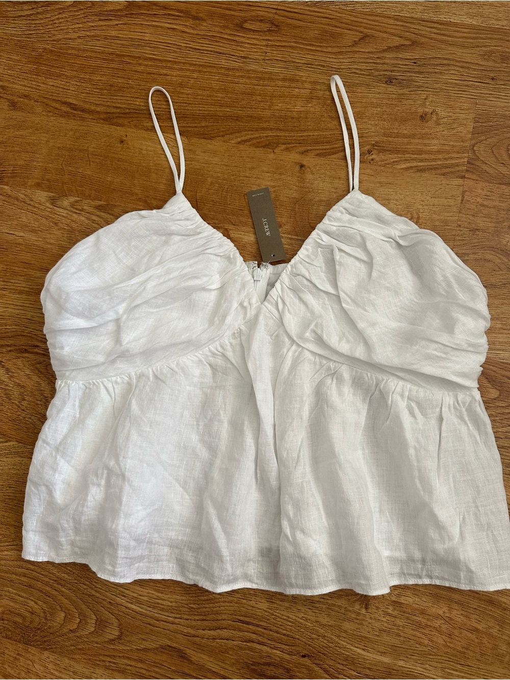 NWT J. Crew White Linen Top L